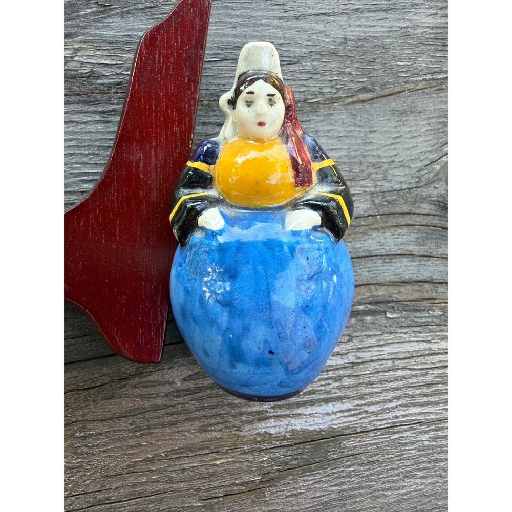 Rare Miniature French Faience Breton Lady Figural Pitcher – Quimper Style – - Picture 9 of 13